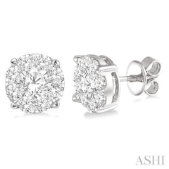 3 ctw Lovebright Round Cut Diamond Stud Earrings in 14K White Gold