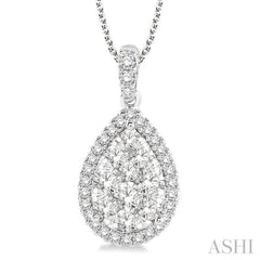 2 ctw Pear Shape Diamond Lovebright Pendant in 14K White Gold with Chain