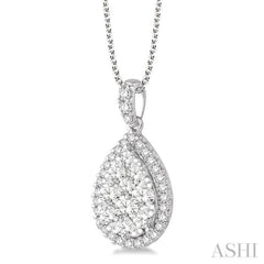 2 ctw Pear Shape Diamond Lovebright Pendant in 14K White Gold with Chain