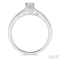 3/8 ctw Diamond Engagement Ring with 1/4 ct Round Cut Center Stone in 14K White Gold