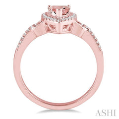 7x5 MM Pear Shape Morganite and 1/6 ctw Round Cut Diamond Ring in 10K Rose Gold