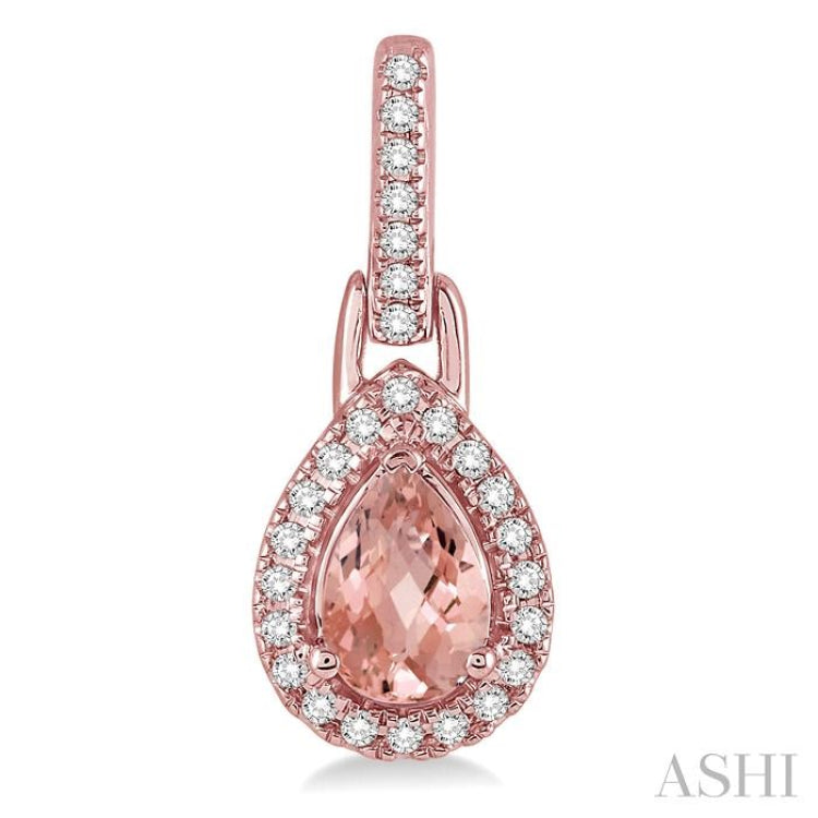 6x4 MM Pear Shape Morganite and 1/5 ctw Round Cut Diamond Earrings in 10K Rose Gold