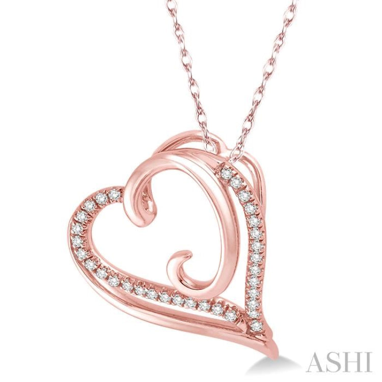 1/10 ctw Round Cut Diamond Heart Pendant in 10K Rose Gold with Chain