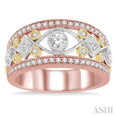 3/4 ctw Diamond Fashion Band in 14K Tri Color Gold