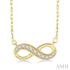 1/6 ctw Round Cut Diamond Infinity Petite Pendant in 14K Yellow Gold with Chain