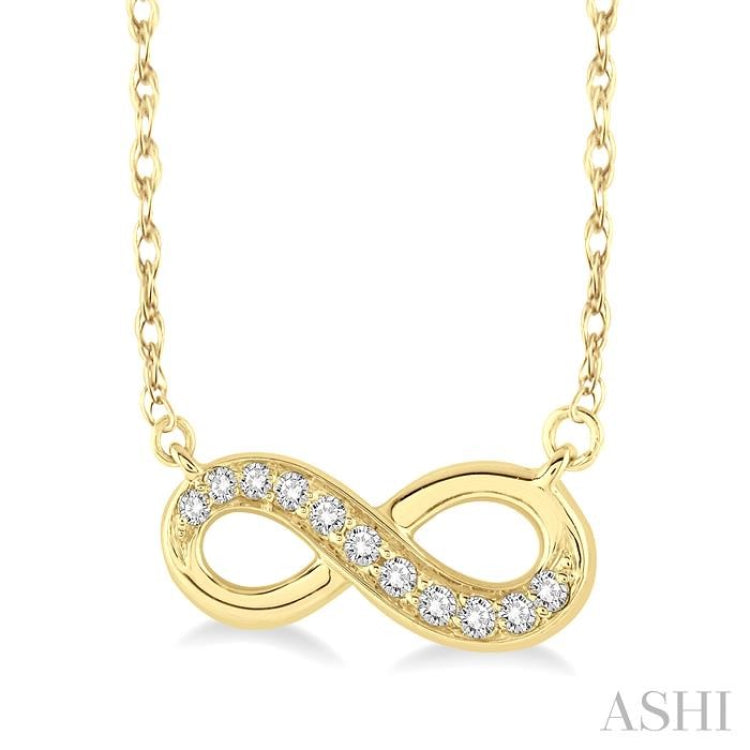 1/6 ctw Round Cut Diamond Infinity Petite Pendant in 14K Yellow Gold with Chain