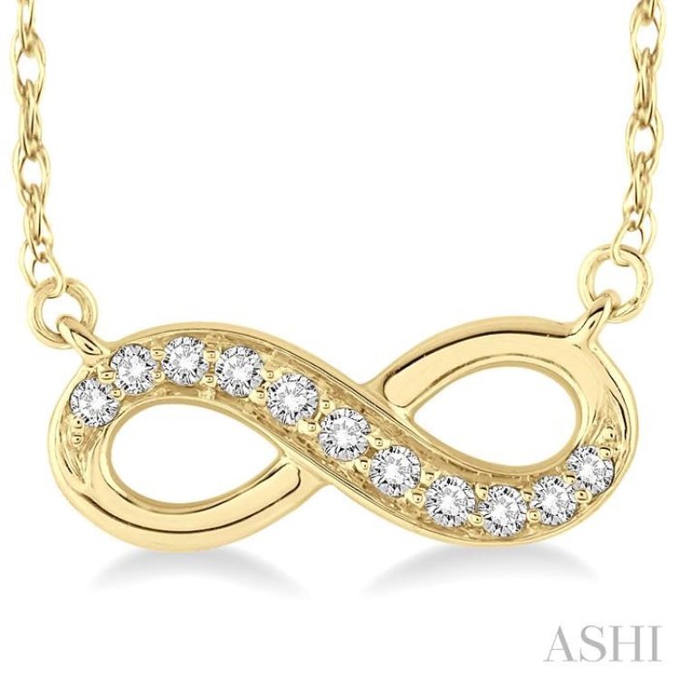 1/6 ctw Round Cut Diamond Infinity Petite Pendant in 14K Yellow Gold with Chain
