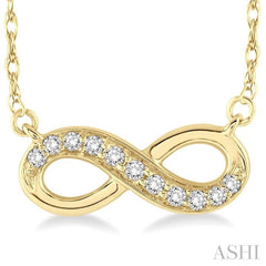 1/6 ctw Round Cut Diamond Infinity Petite Pendant in 14K Yellow Gold with Chain
