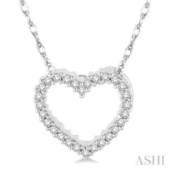 1/10 ctw Round Cut Diamond Heart Pendant in 10K White Gold with Chain