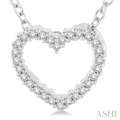1/10 ctw Round Cut Diamond Heart Pendant in 10K White Gold with Chain