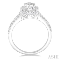 5/8 ctw Diamond Engagement Ring with 1/3 ct Pear Shaped Center stone in 14K White Gold
