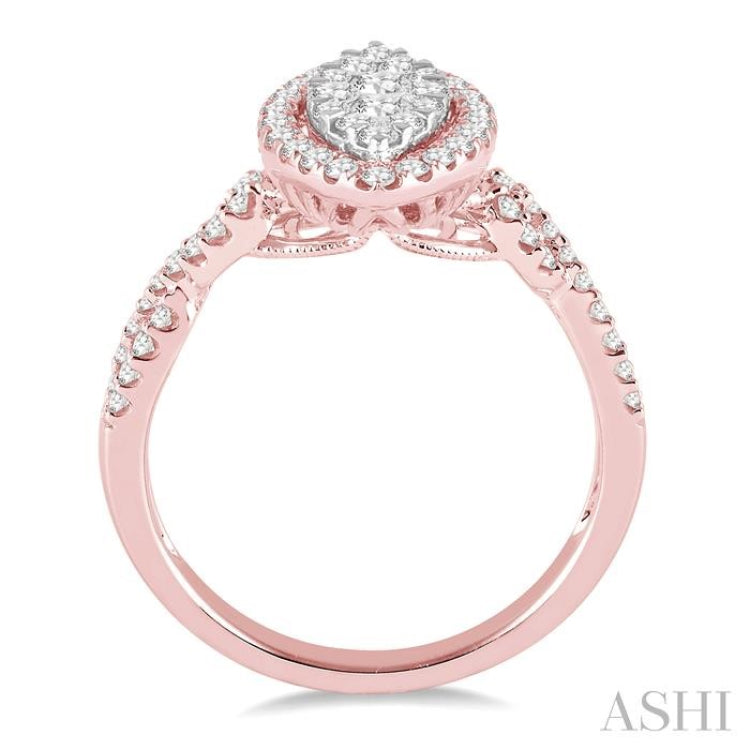 3/4 ctw Marquise Shape Diamond Lovebright Ring in 14K Rose and White Gold