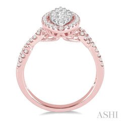 3/4 ctw Marquise Shape Diamond Lovebright Ring in 14K Rose and White Gold