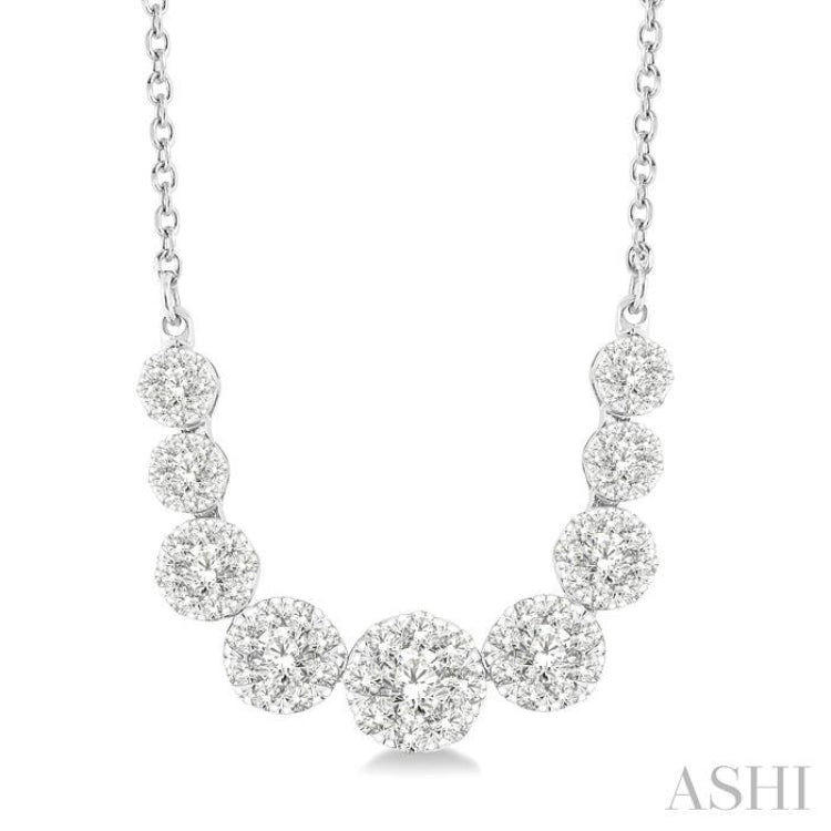 1 ctw Round Cut Lovebright Diamond Necklace in 14K White Gold