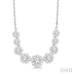 1 ctw Round Cut Lovebright Diamond Necklace in 14K White Gold