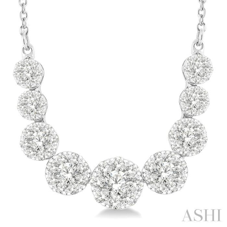 1 ctw Round Cut Lovebright Diamond Necklace in 14K White Gold