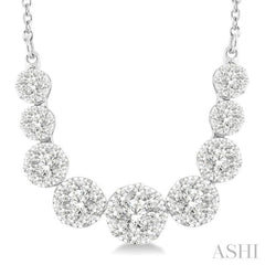 1 ctw Round Cut Lovebright Diamond Necklace in 14K White Gold