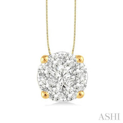 1 ctw Lovebright Round Cut Diamond Pendant in 14K Yellow and White Gold with Chain