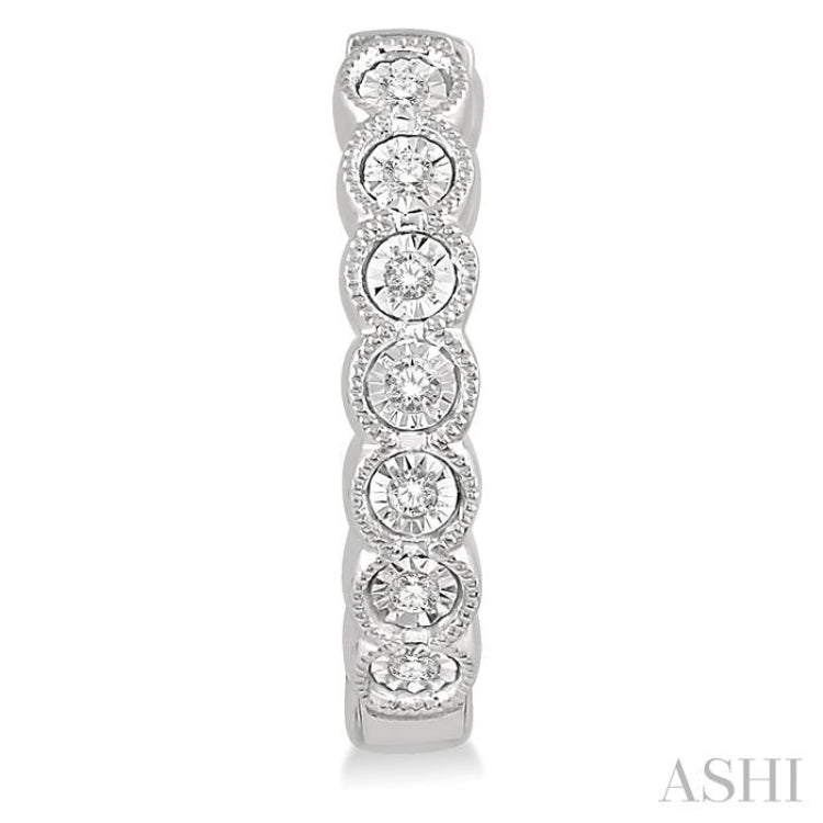 1/10 ctw Lattice Round Cut Diamond Hoop Earrings in 10K White Gold