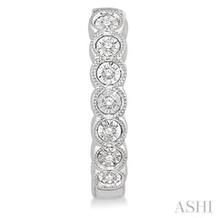 1/10 ctw Lattice Round Cut Diamond Hoop Earrings in 10K White Gold