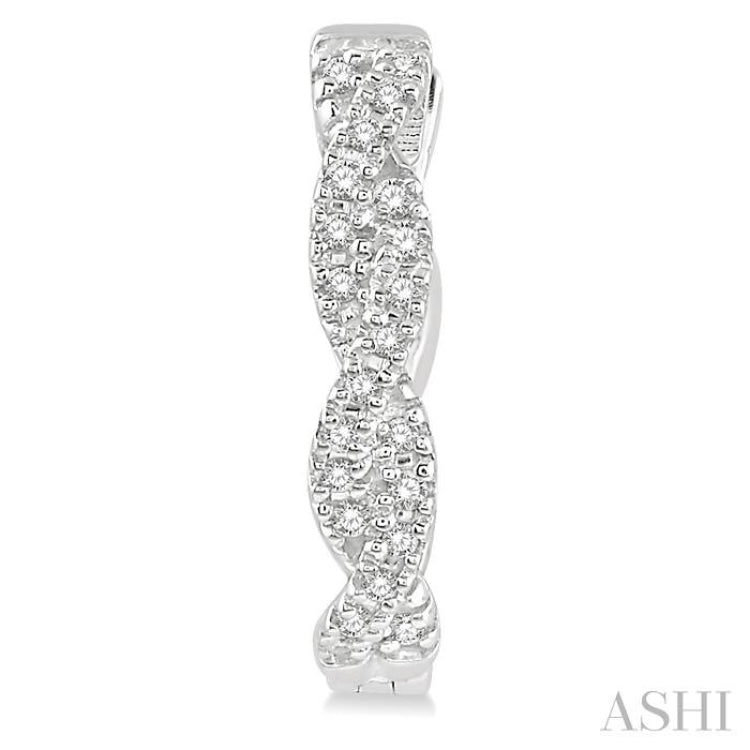 1/5 ctw Entwined Round Cut Diamond Hoop Earrings in 10K White Gold