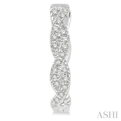 1/5 ctw Entwined Round Cut Diamond Hoop Earrings in 10K White Gold