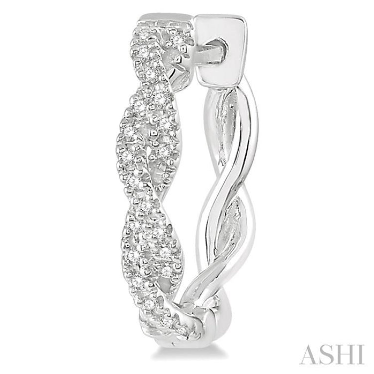 1/5 ctw Entwined Round Cut Diamond Hoop Earrings in 10K White Gold