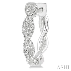 1/5 ctw Entwined Round Cut Diamond Hoop Earrings in 10K White Gold