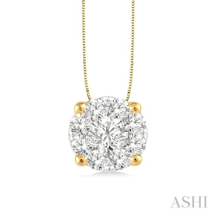 1/3 ctw Lovebright Round Cut Diamond Pendant in 14K Yellow and White Gold with Chain