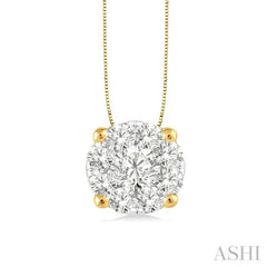 1/3 ctw Lovebright Round Cut Diamond Pendant in 14K Yellow and White Gold with Chain
