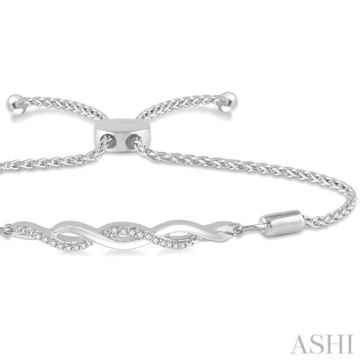 1/20 ctw Infinity Swirl Round Cut Diamond Sterling Silver Lariat Bracelet
