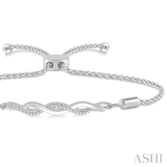 1/20 ctw Infinity Swirl Round Cut Diamond Sterling Silver Lariat Bracelet