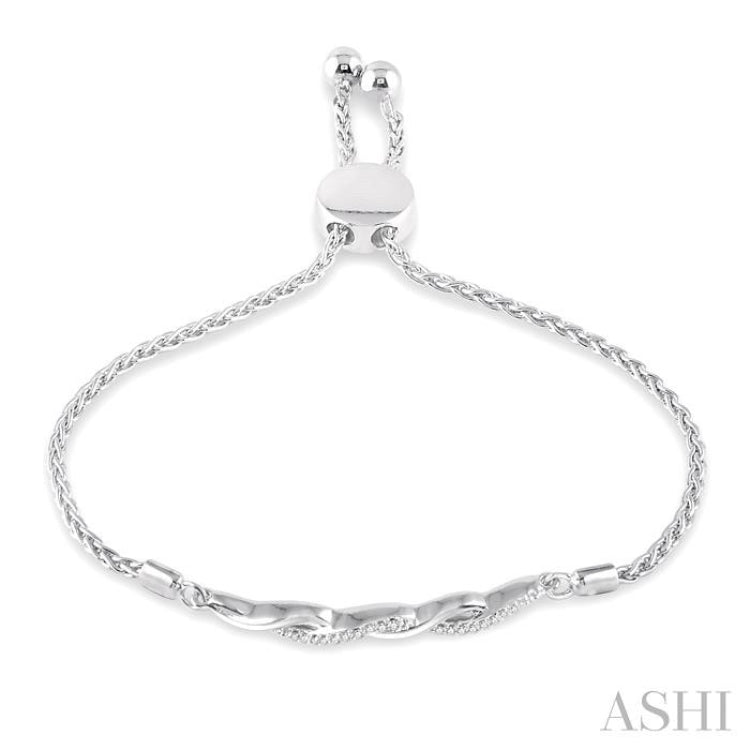 1/20 ctw Infinity Swirl Round Cut Diamond Sterling Silver Lariat Bracelet