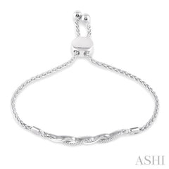 1/20 ctw Infinity Swirl Round Cut Diamond Sterling Silver Lariat Bracelet
