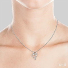 1/6 ctw Split Side Double Heart Round Cut Diamond Pendant With Link Chain in 10K White Gold