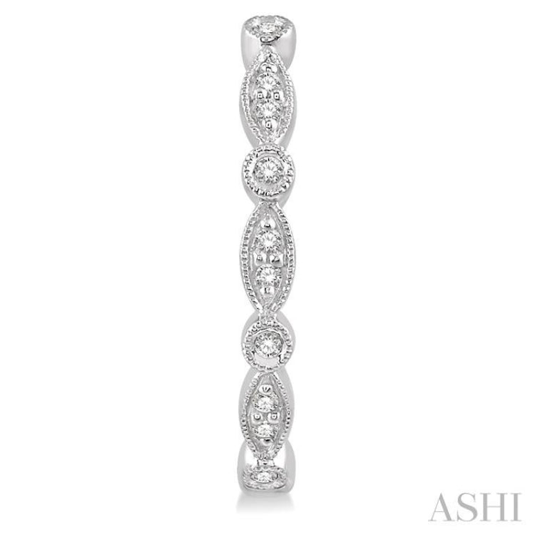 1/6 ctw Marquise & Circle Motif Round Cut Diamond Hoop Earrings in 10K White Gold