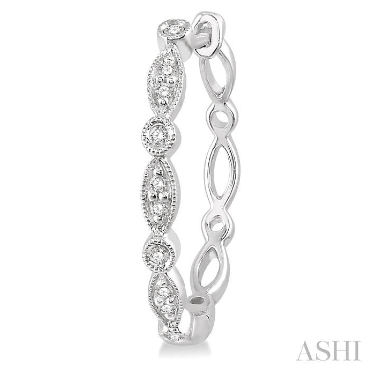 1/6 ctw Marquise & Circle Motif Round Cut Diamond Hoop Earrings in 10K White Gold