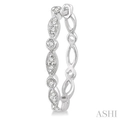 1/6 ctw Marquise & Circle Motif Round Cut Diamond Hoop Earrings in 10K White Gold