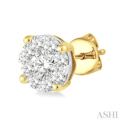 1/3 ctw Lovebright Round Cut Diamond Stud Earrings in 14K Yellow and white Gold