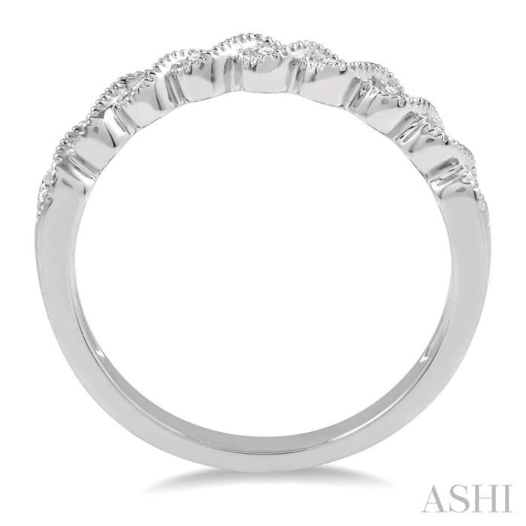 1/10 ctw Oval Lattice Round Cut Diamond Ladies Ring in 14K White Gold
