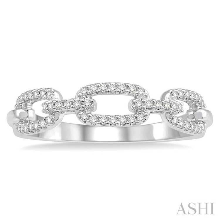 1/5 ctw Interlocked Links Round Cut Diamond Ladies Ring in 14K White Gold