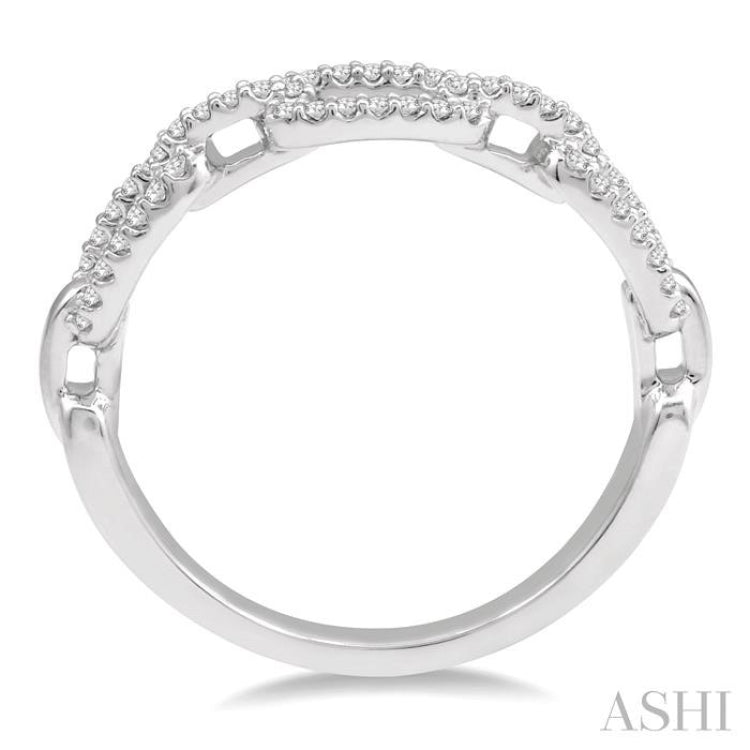 1/5 ctw Interlocked Links Round Cut Diamond Ladies Ring in 14K White Gold