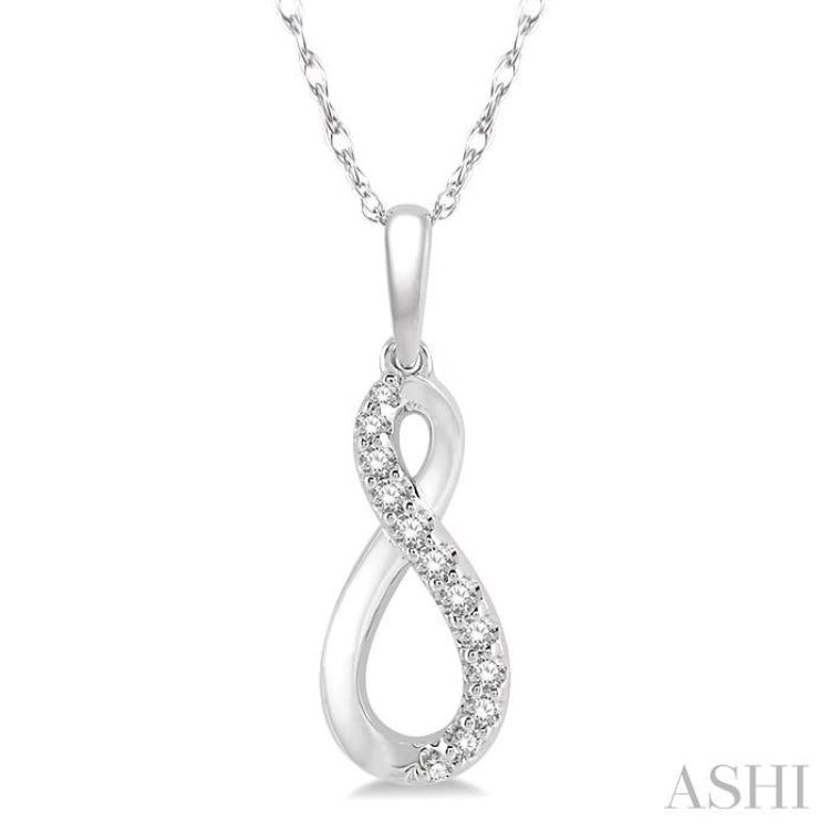 1/10 ctw Figure Eight Round Cut Diamond Infinity Petite Pendant in 10K White Gold with chain