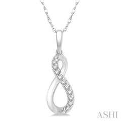 1/10 ctw Figure Eight Round Cut Diamond Infinity Petite Pendant in 10K White Gold with chain