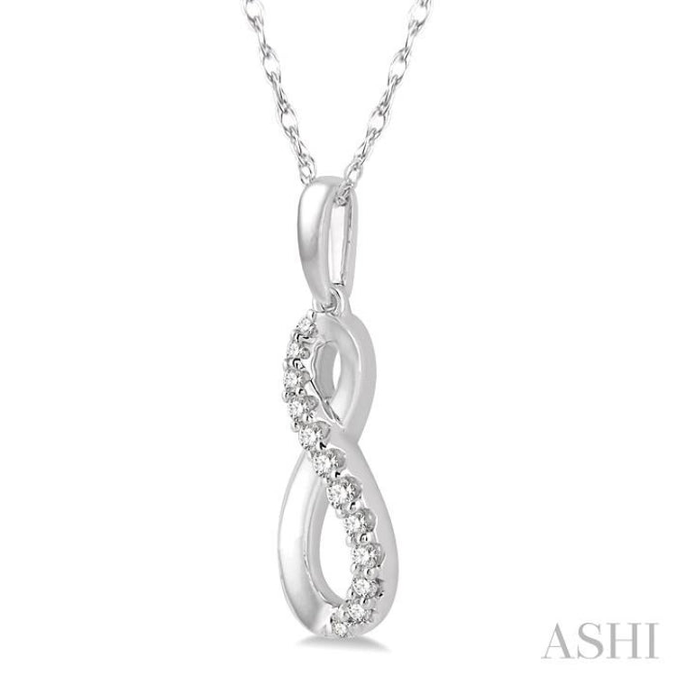 1/10 ctw Figure Eight Round Cut Diamond Infinity Petite Pendant in 10K White Gold with chain