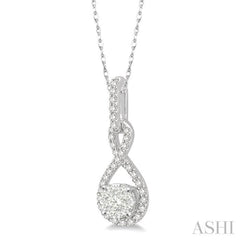 1/4 ctw Winding Round Cut Diamond Lovebright Pendant With Link Chain in 14K White Gold