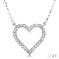 1/6 ctw Heart Shape Round Cut Diamond Pendant in 10K White Gold