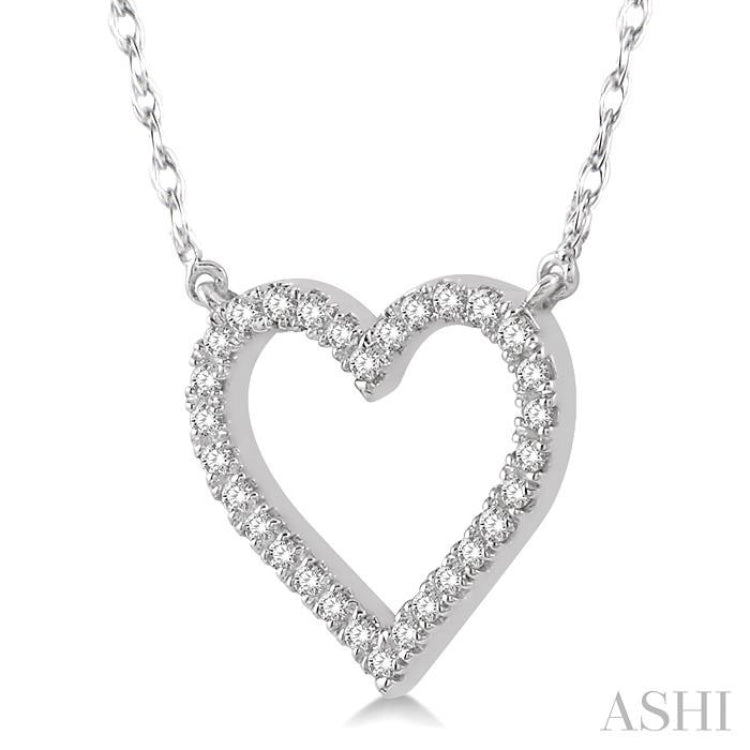 1/6 ctw Heart Shape Round Cut Diamond Pendant in 10K White Gold