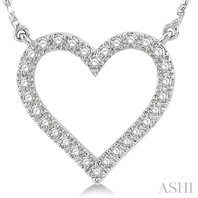 1/6 ctw Heart Shape Round Cut Diamond Pendant in 10K White Gold