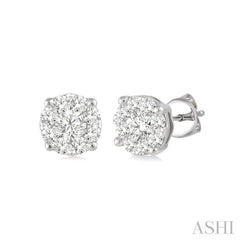 1/6 ctw Lovebright Round Cut Diamond Stud Earrings in 14K White Gold